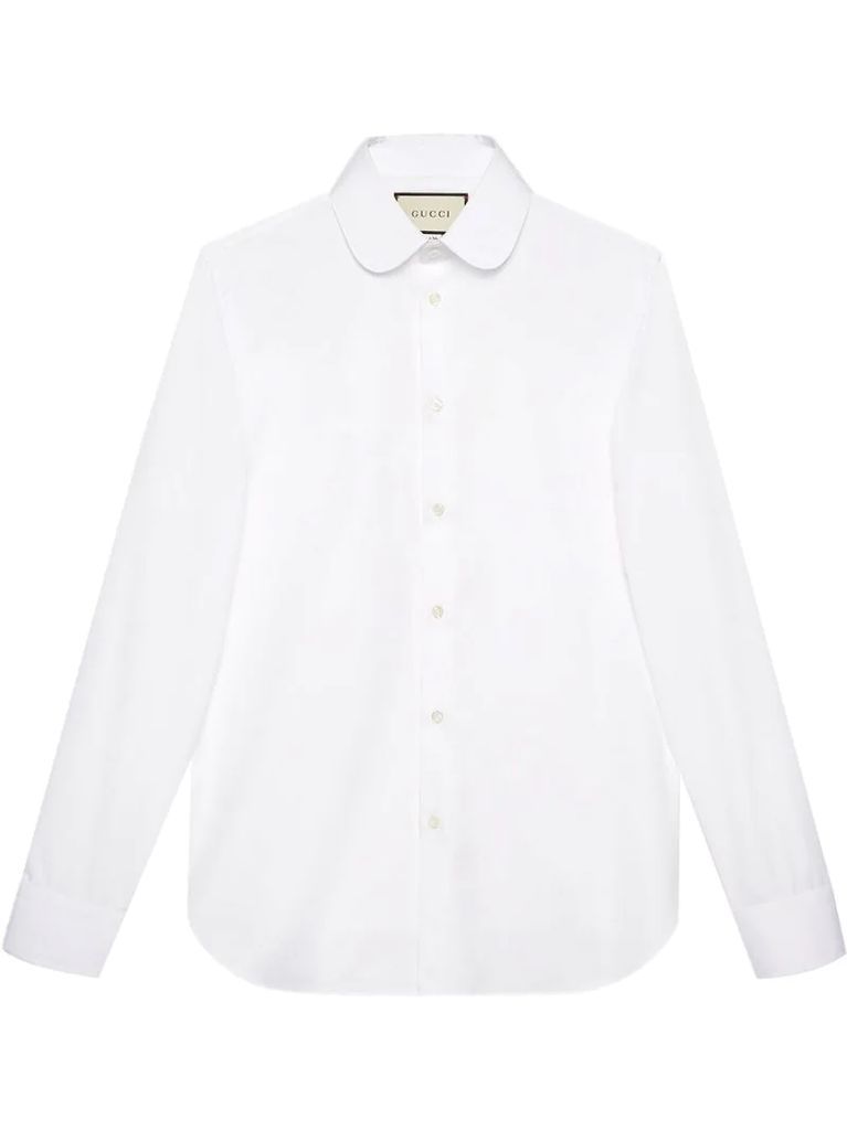 round-collar cotton shirt
