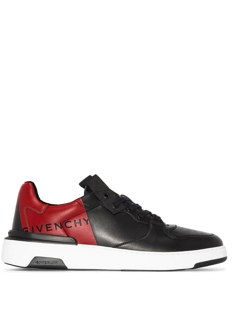 Wing two-tone leather sneakers
