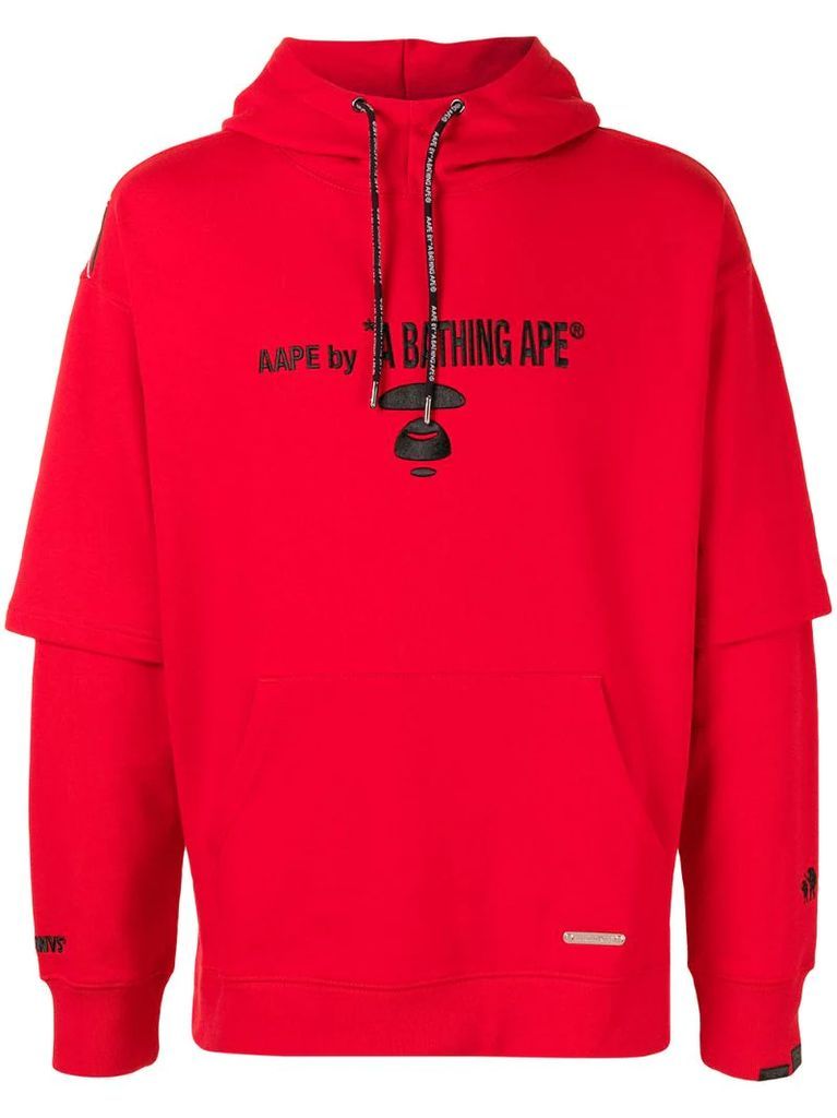 layered logo print hoodie