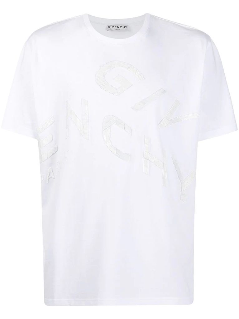 refracted oversized embroidered logo T-shirt