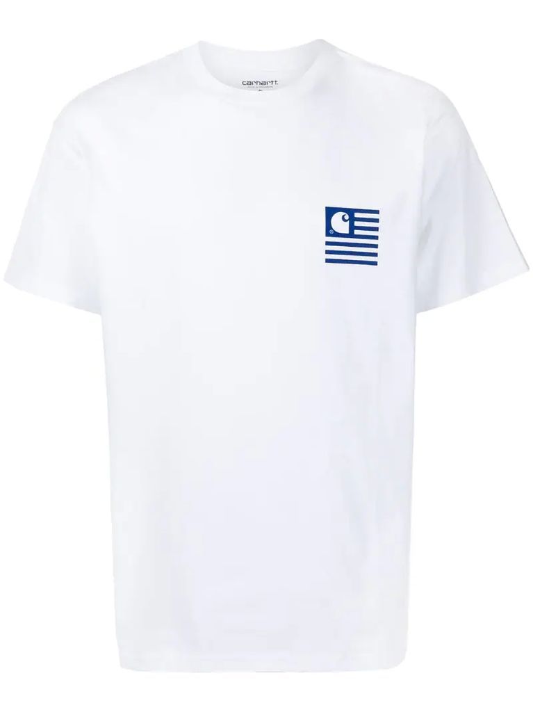 Waving State flag-print cotton T-shirt