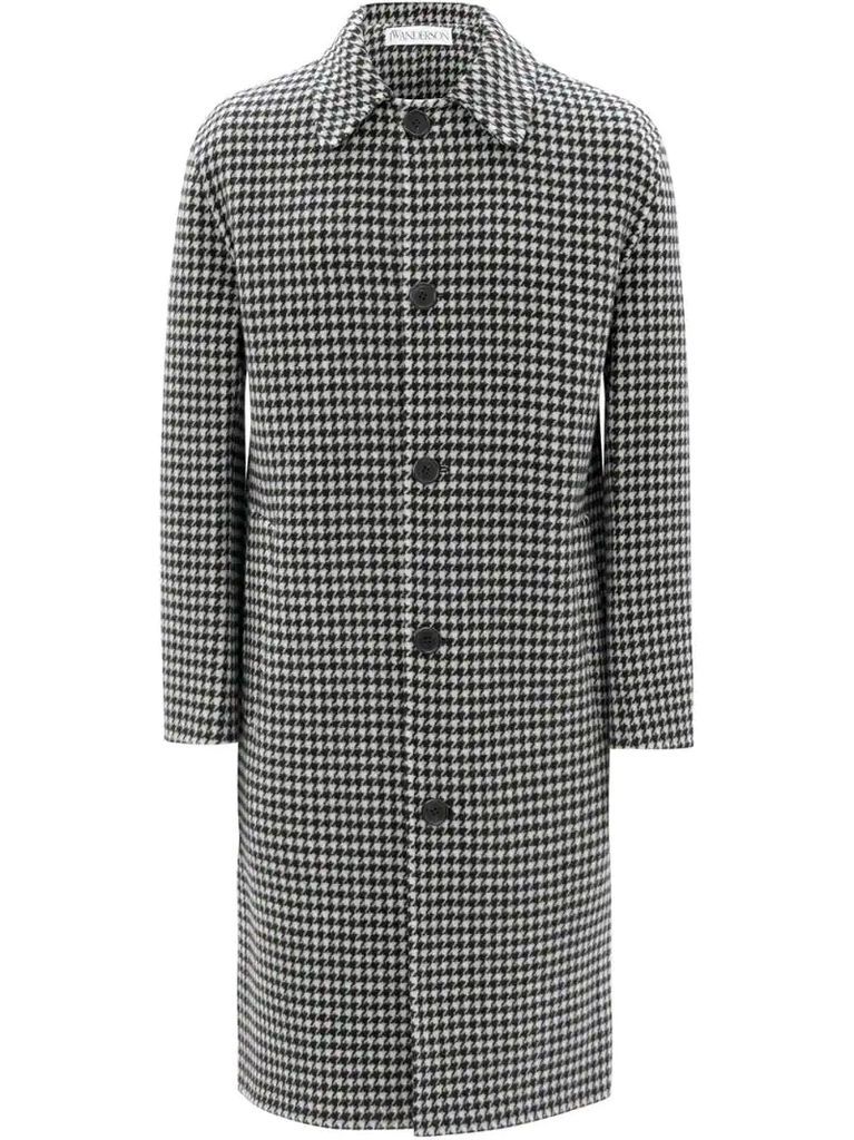 houndstooth pattern buttoned coat