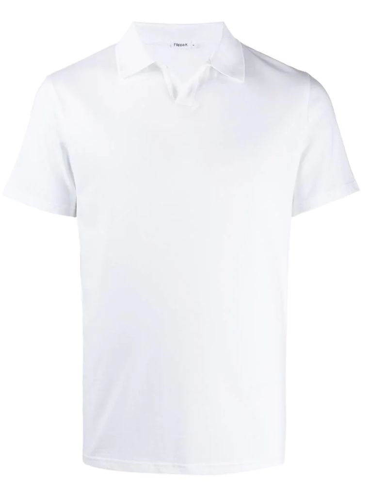 fitted buttonless polo shirt