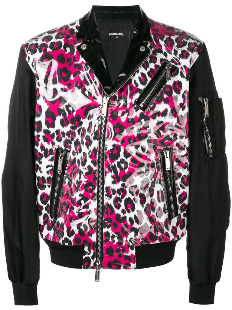 leopard biker jacket