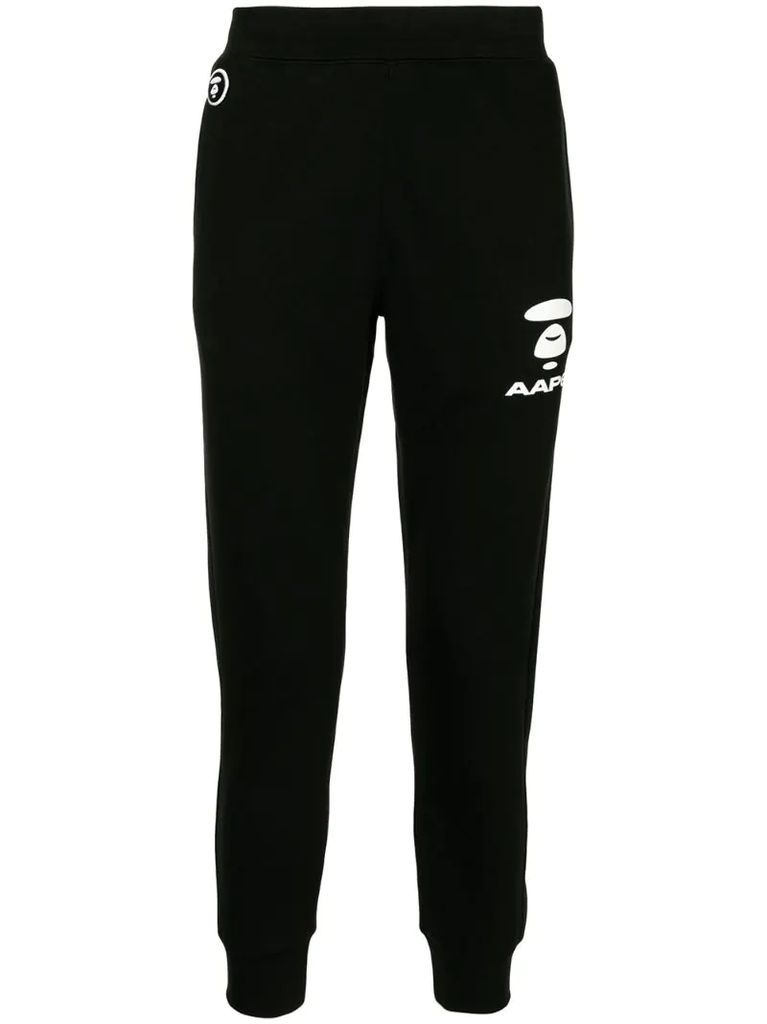 high-waisted slim fit track trousers