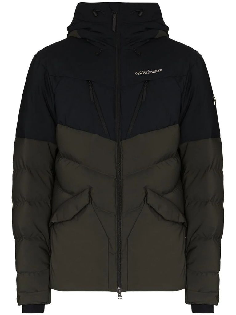 two-tone hooded padded jacket