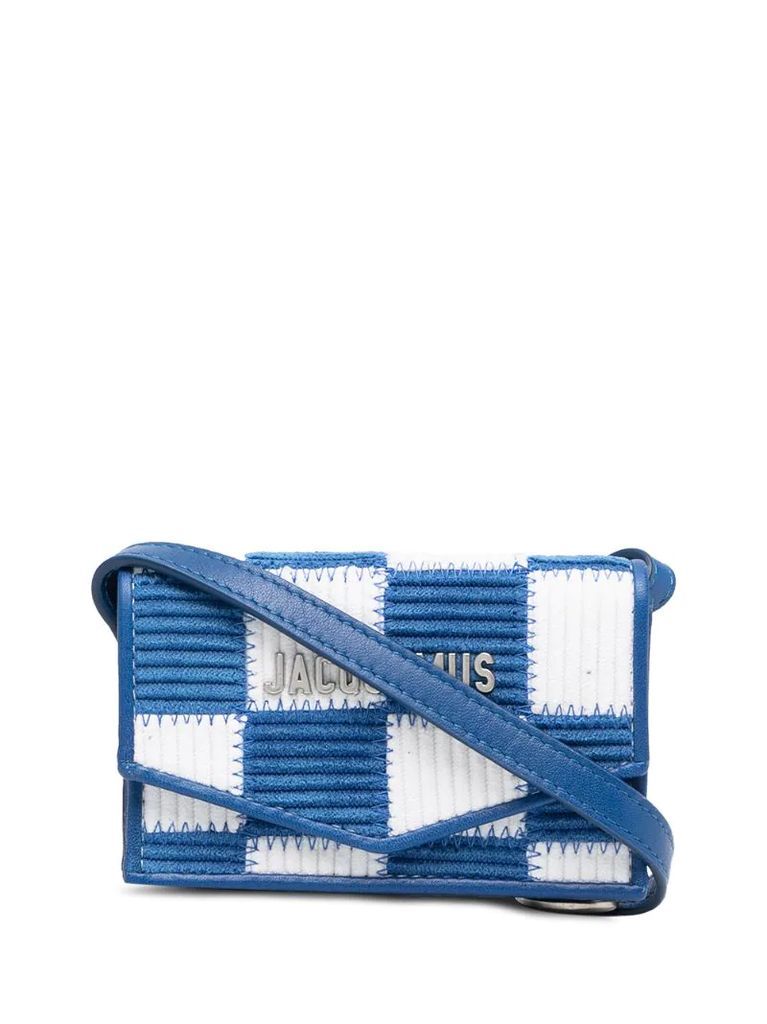 two-tone checked shoulder bag
