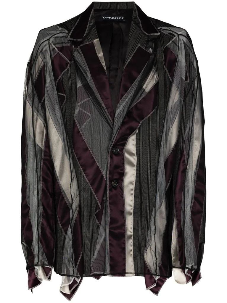 patchwork striped blazer jacket