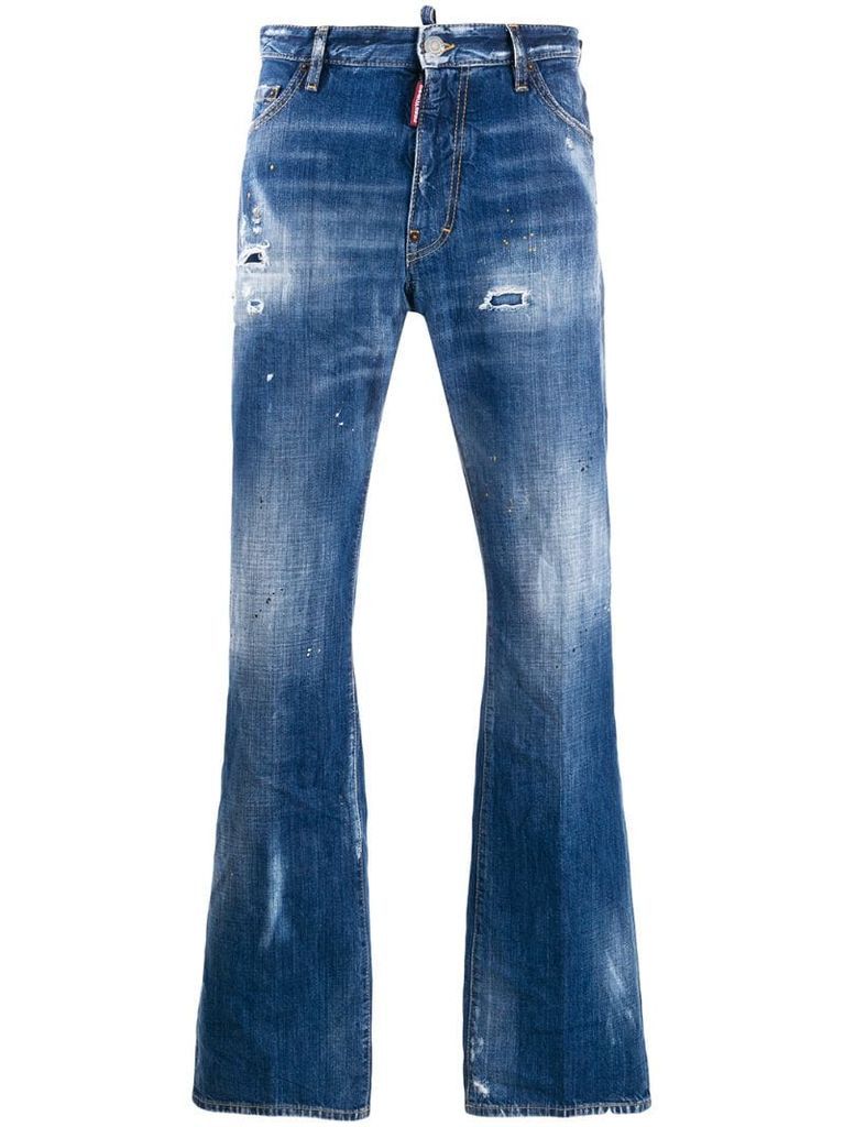 distressed effect jeans