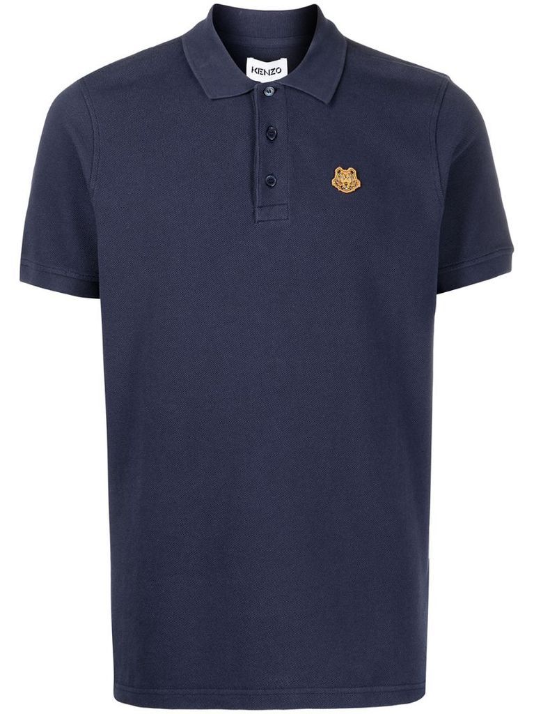 tiger-embroidered polo shirt