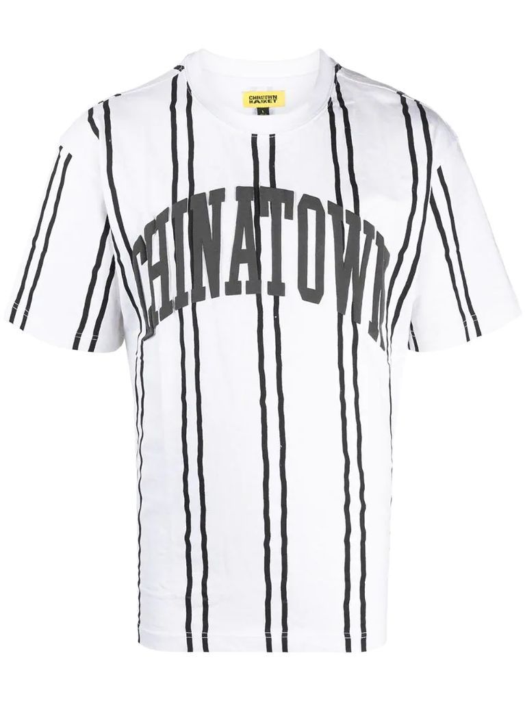 stripe print short-sleeved T-shirt