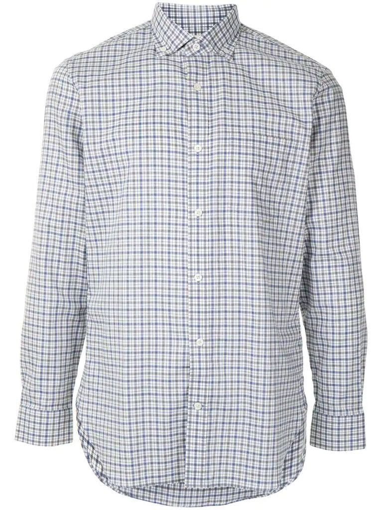 gingham checked long-sleeved shirt