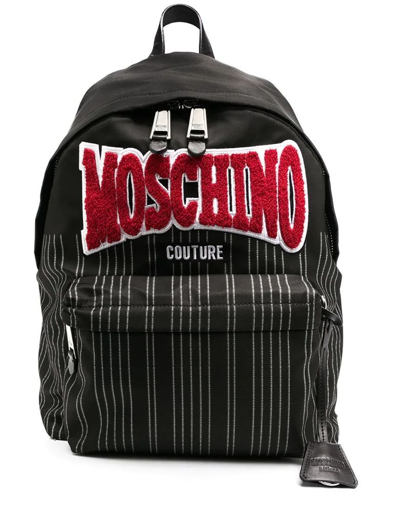logo-patch striped backpack