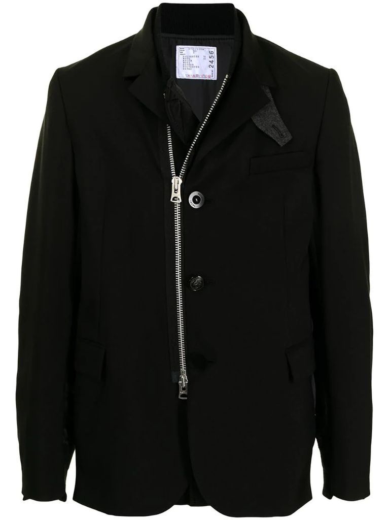 layered zip-front blazer