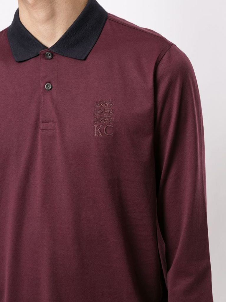 logo embroidered crop sleeve polo shirt