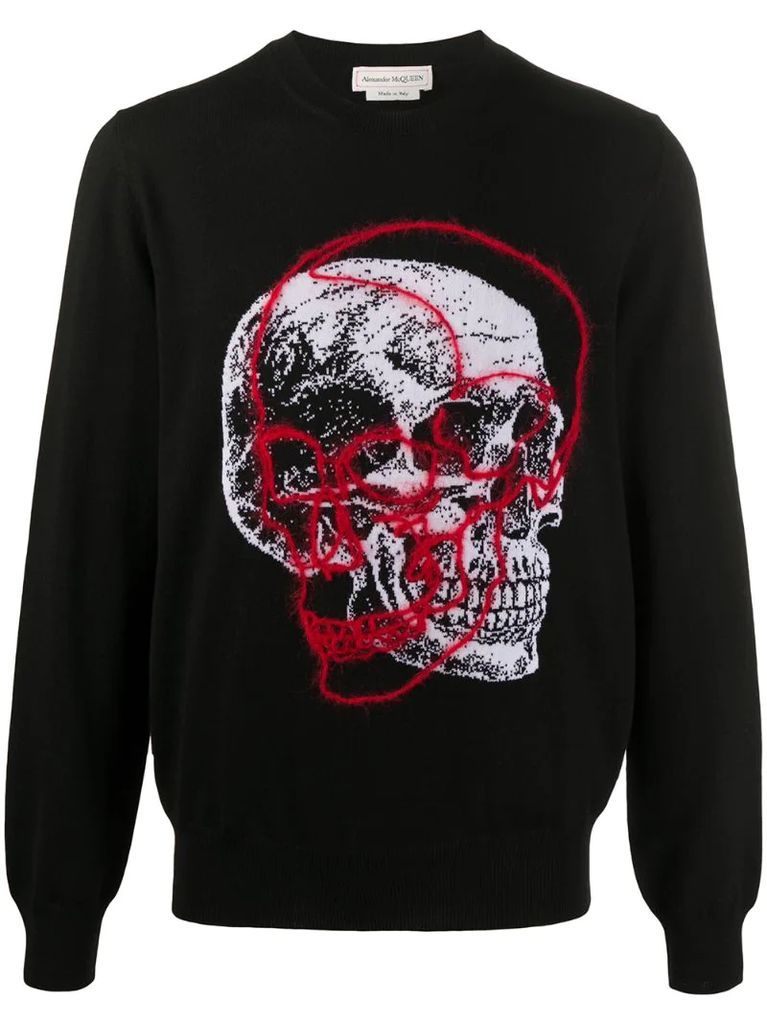 skull motif knitted jumper