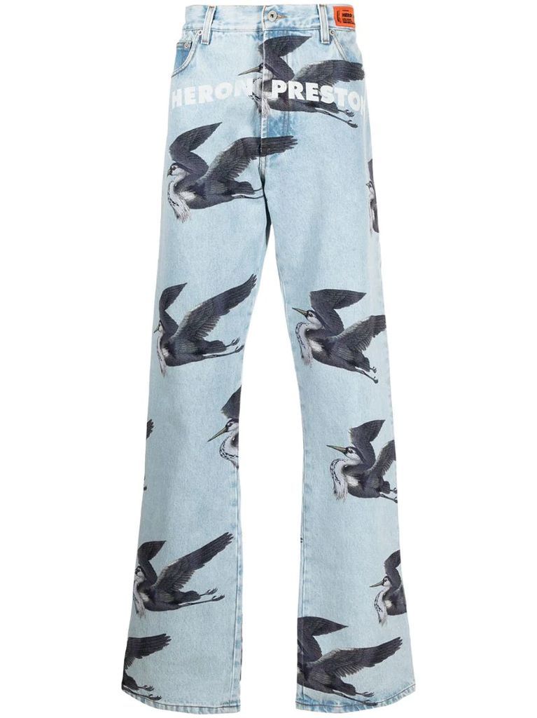 Heron pattern jeans