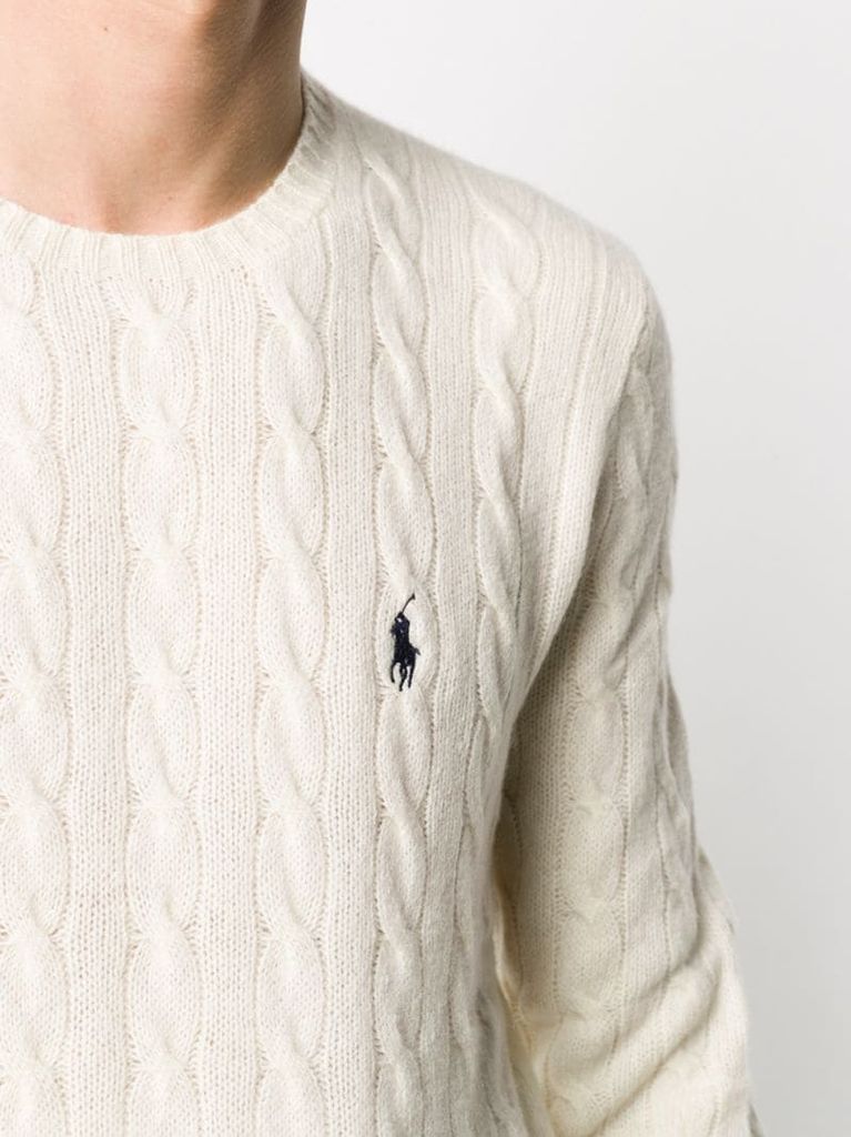 cable-knit logo jumper