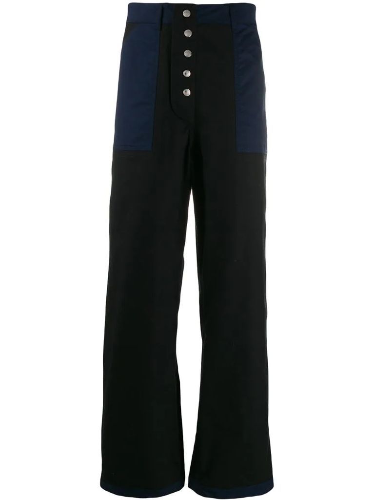 contrast details straight trousers