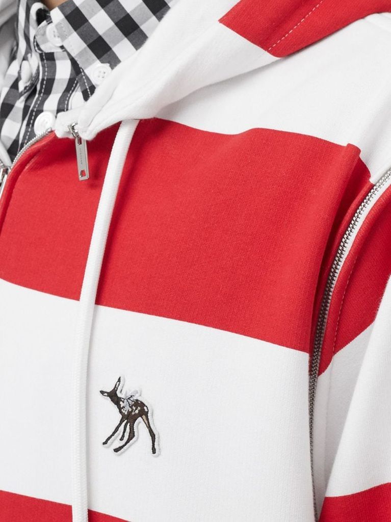 striped zip details hoodie