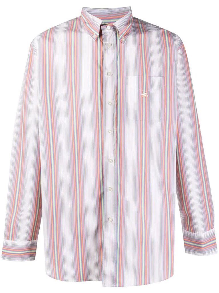 striped button-down cotton shirt