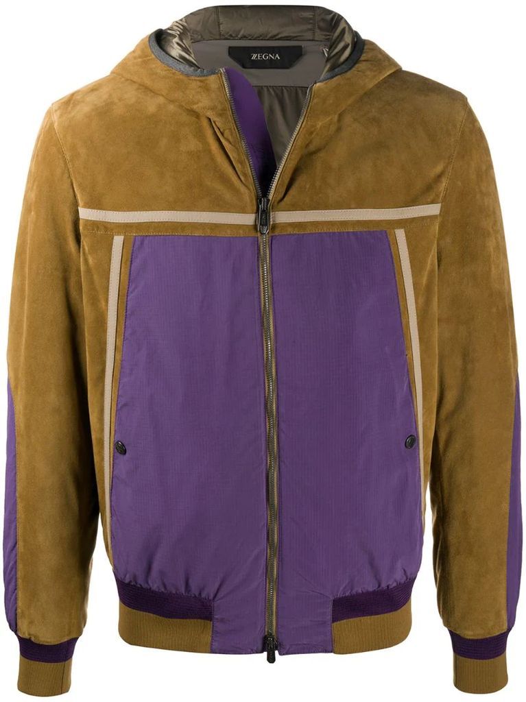 colour-block zip-up jacket