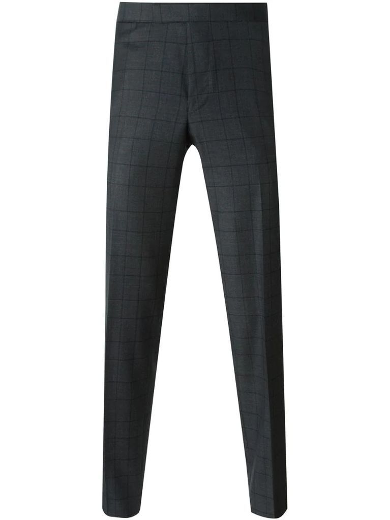 grid print trousers