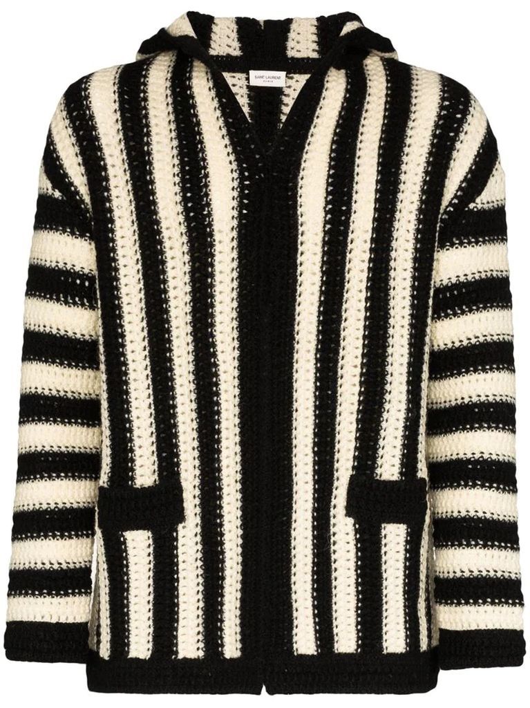 striped hooded cardigan