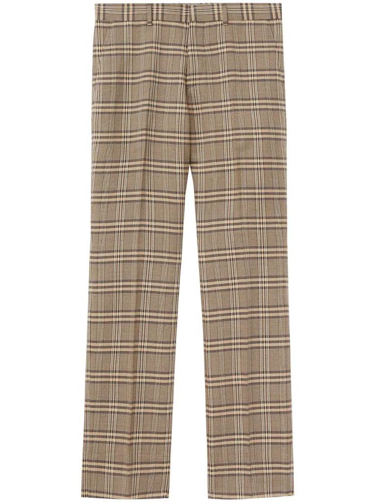 Prince of Wales check wool trousers