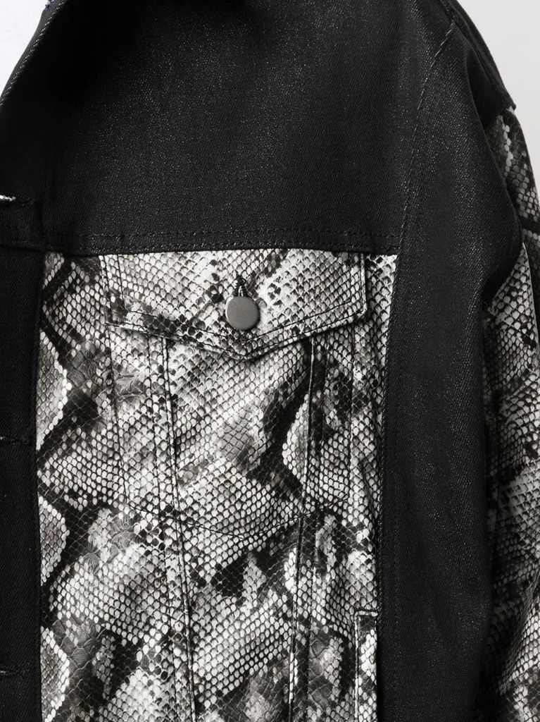snakeskin-print denim jacket