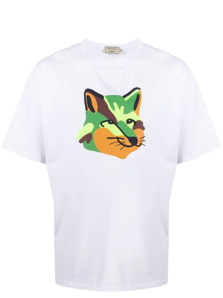 oversized neon fox print T-shirt