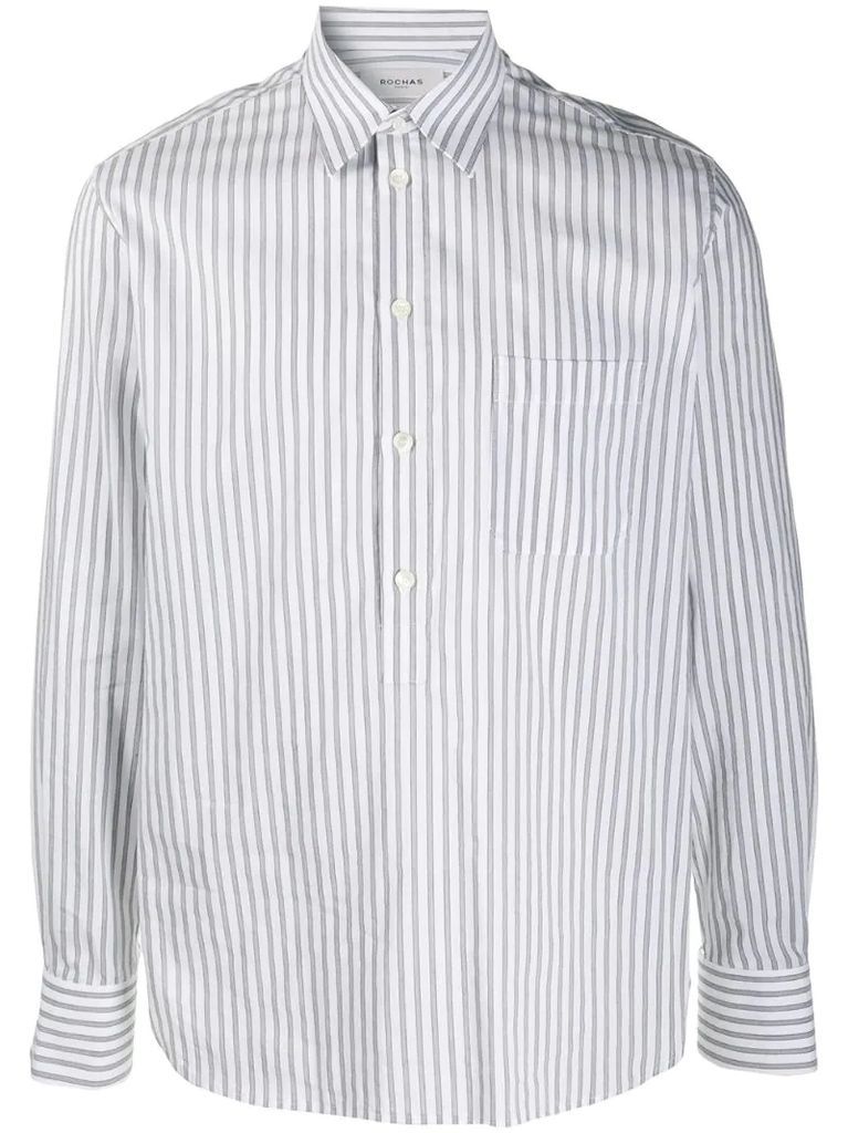 patch-pocket striped shirt