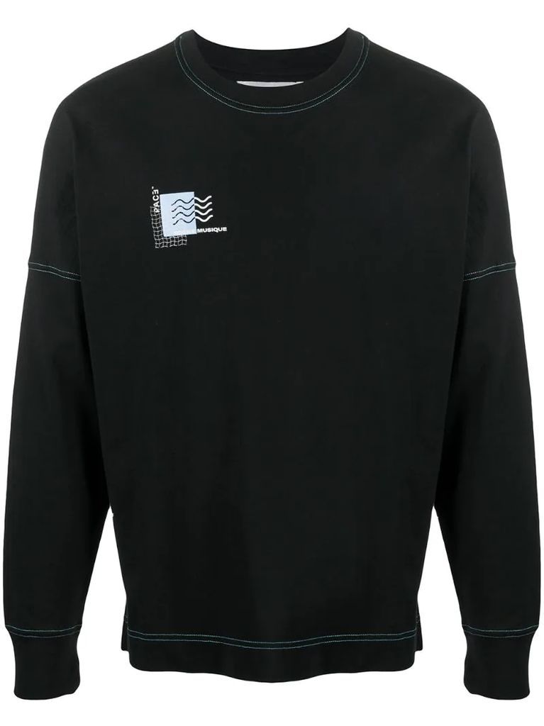logo print stitch detail sweatshirt