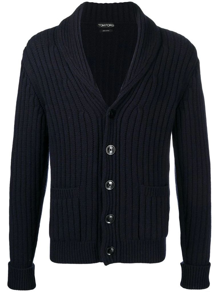 chunky-knit buttoned cardigan
