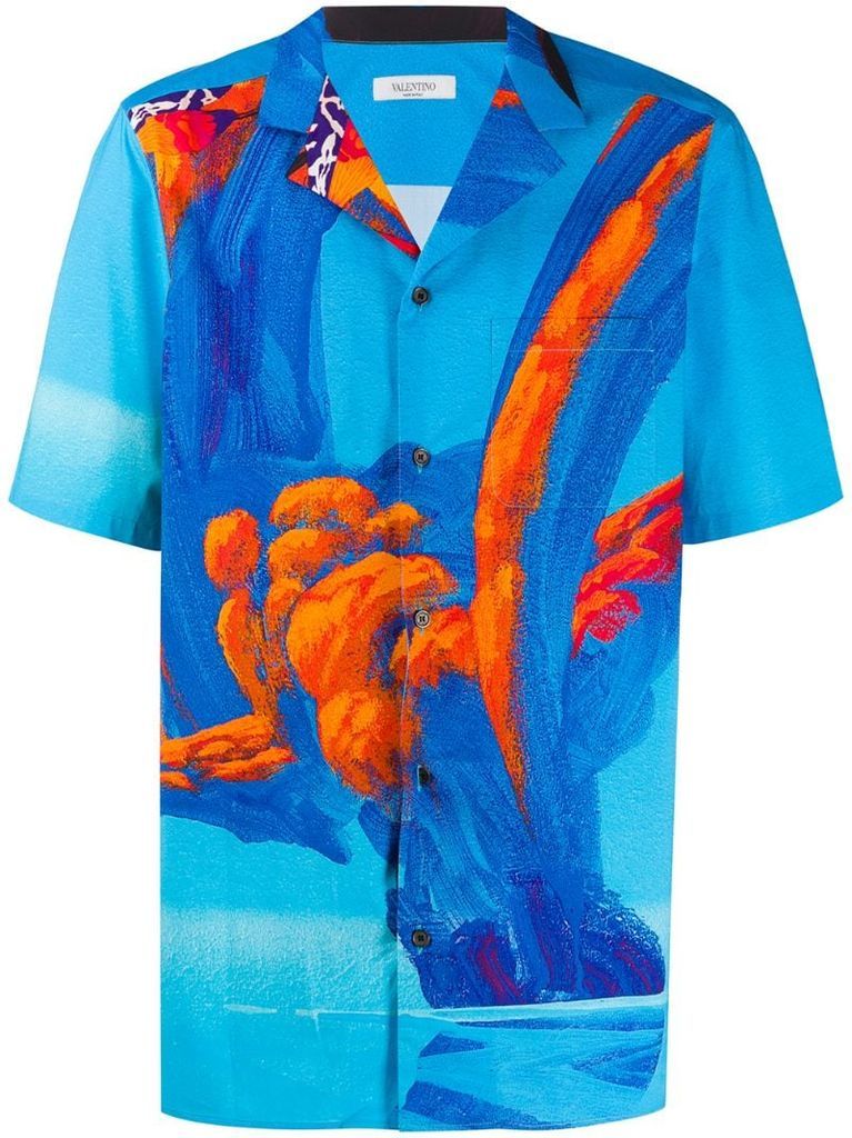 abstract print short-sleeve shirt