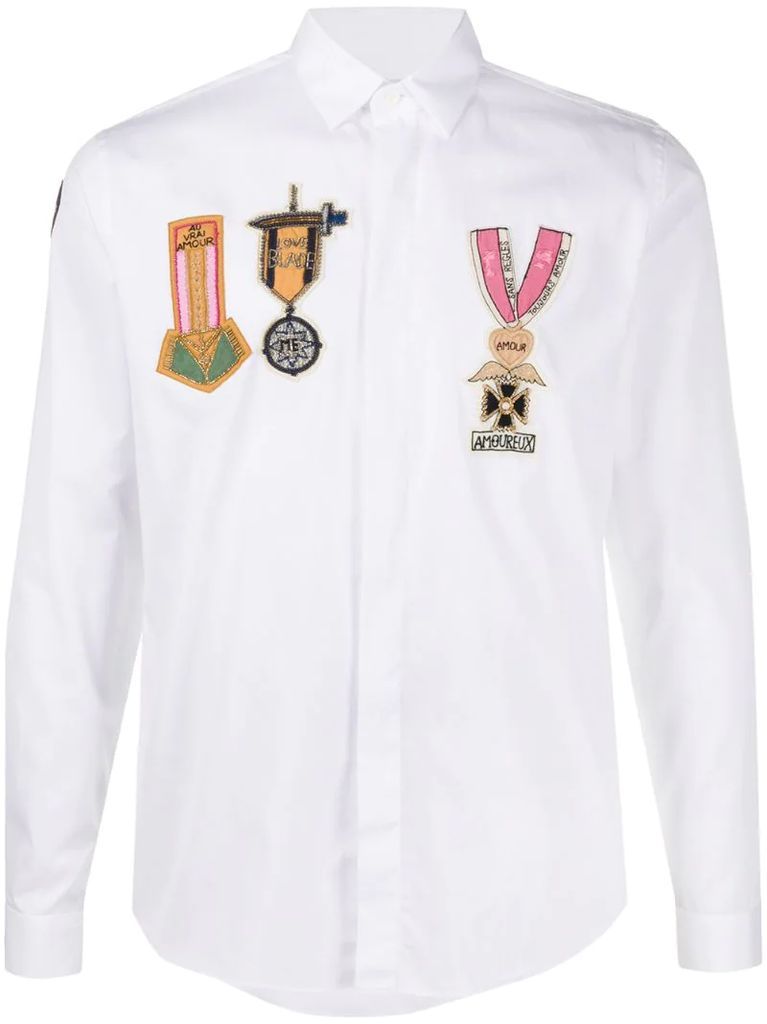beaded military badge shirt