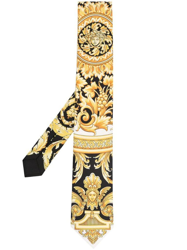 Barocco-print silk tie