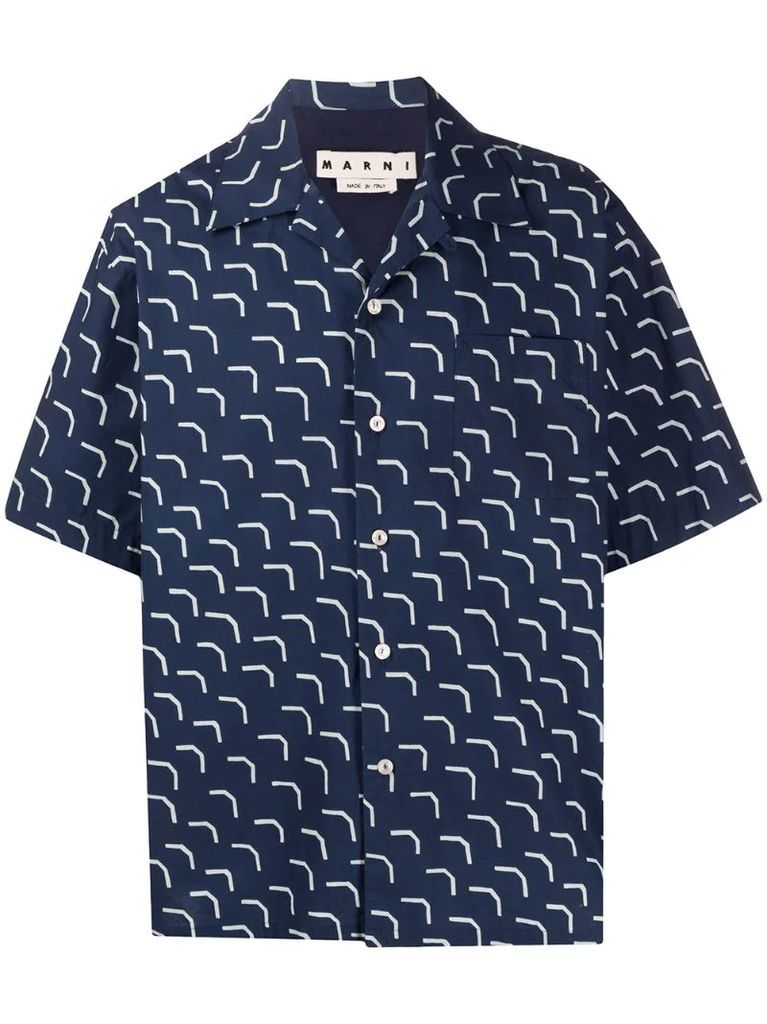 abstract-print short sleeve shirt