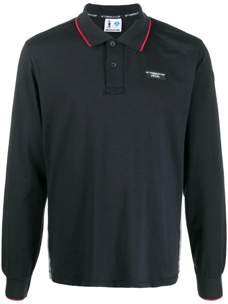 logo patch long-sleeved polo shirt