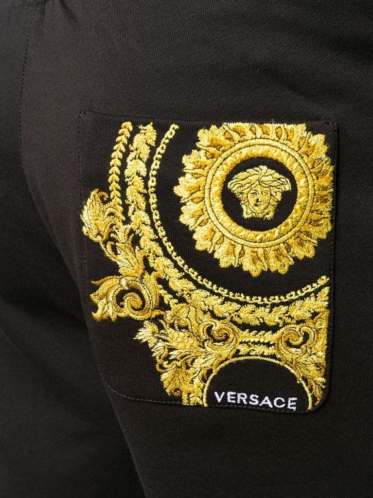 Baroque embroidery track shorts