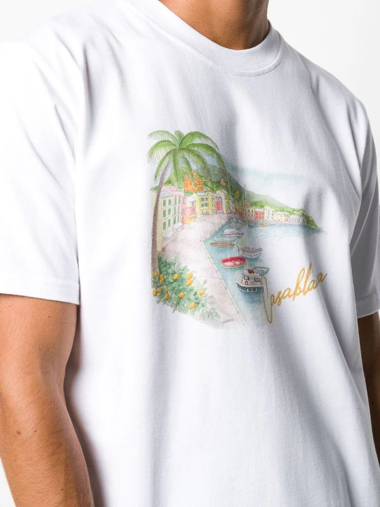 Lago di Casa print cotton t-shirt