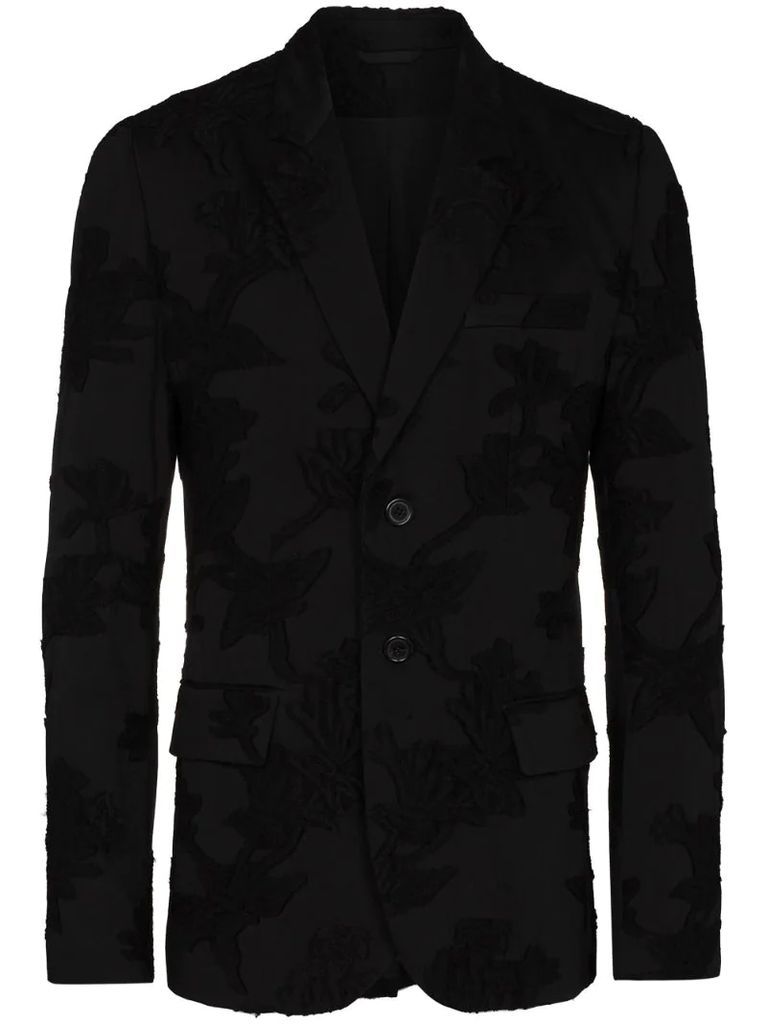 floral-print single-breasted blazer jacket