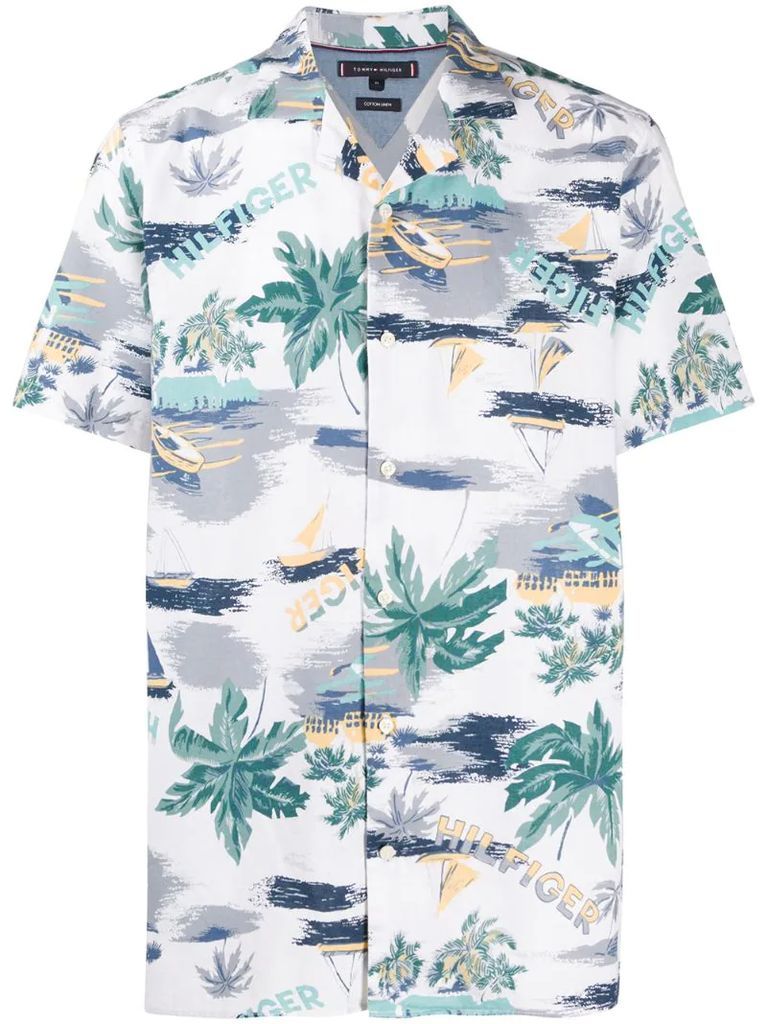 palm print short-sleeve shirt