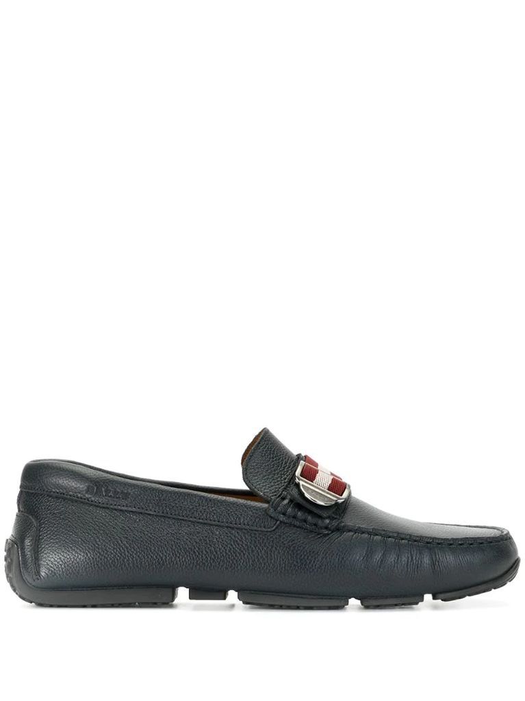 striped-front loafers