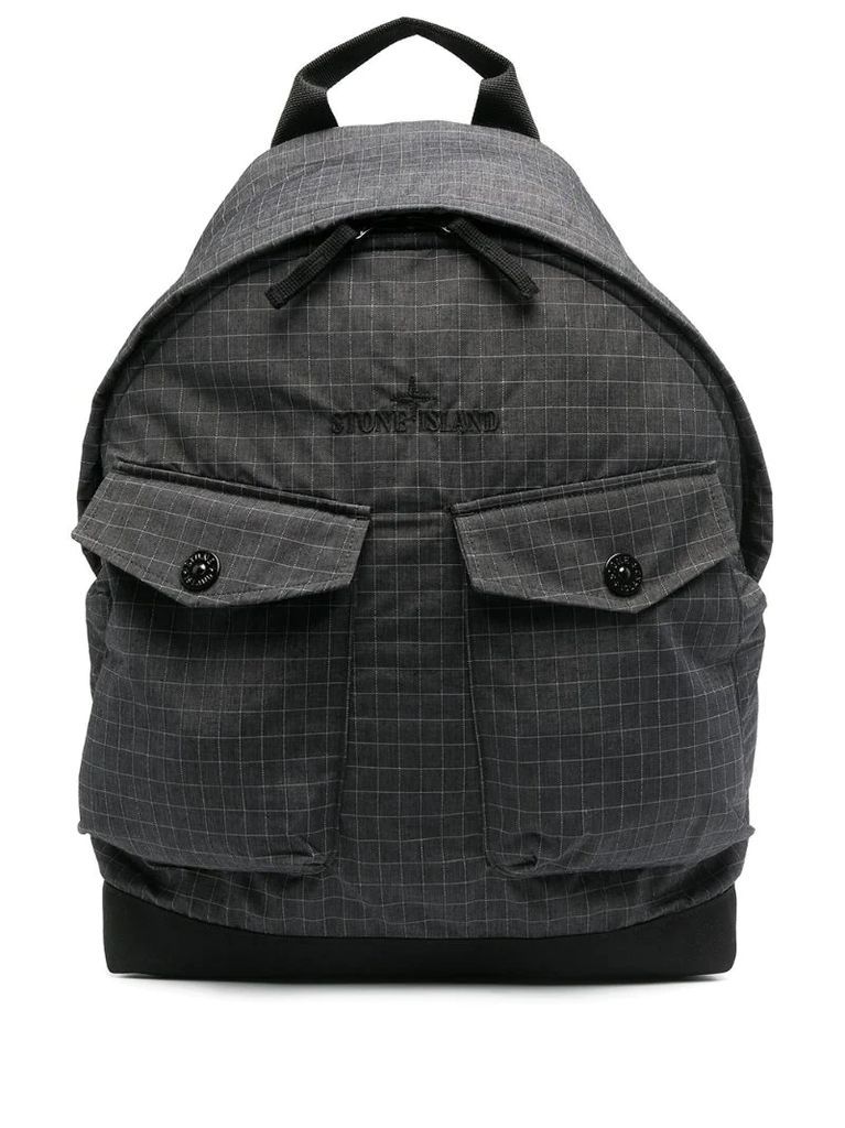 checked double-patch pocket backpack
