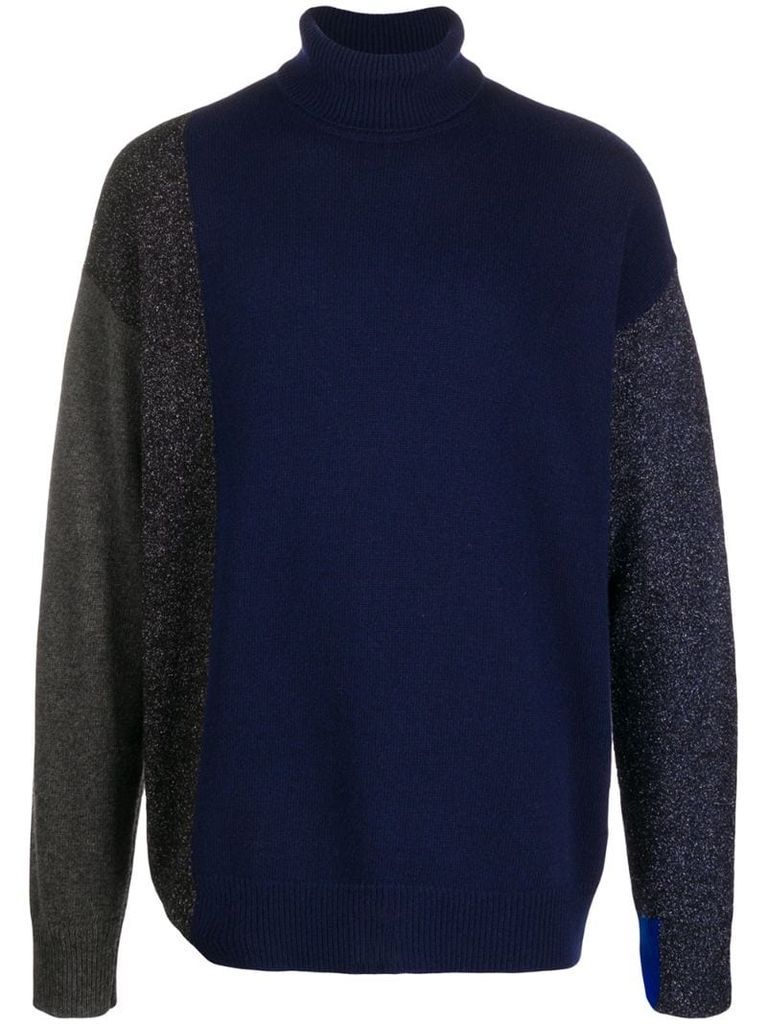 roll neck contrast-knit jumper