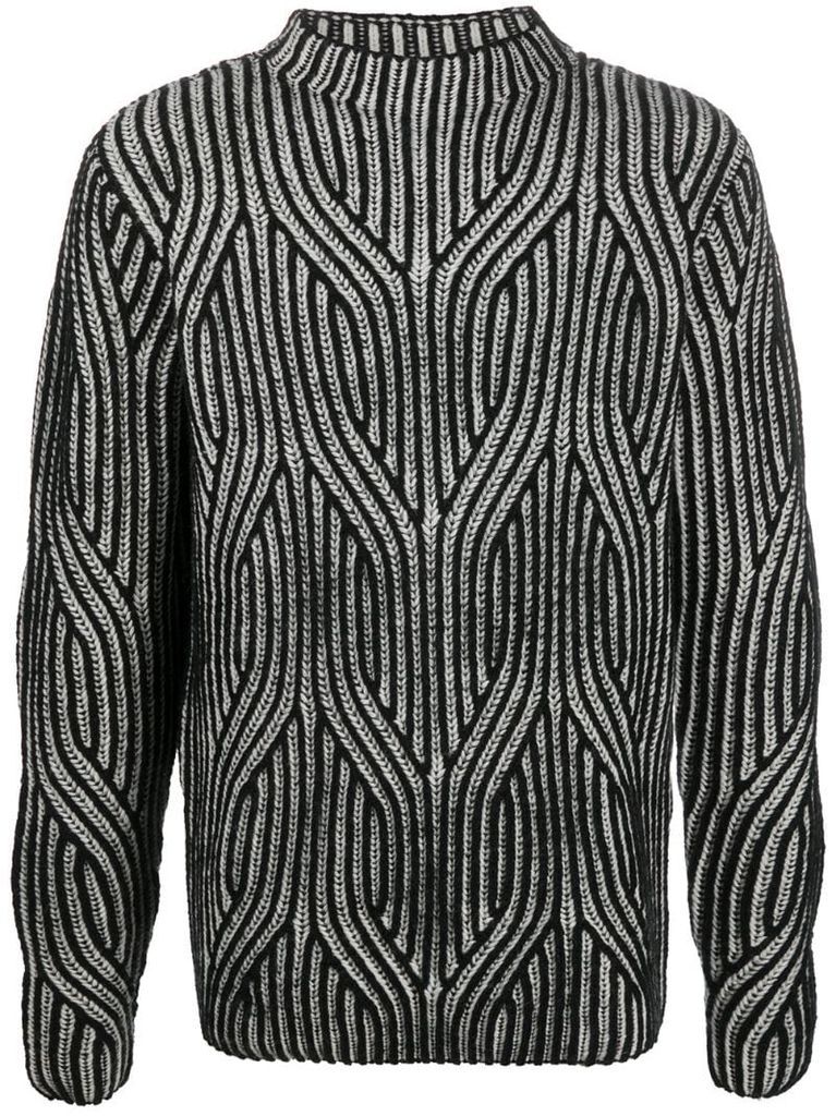 black and white cable knit sweatshirt