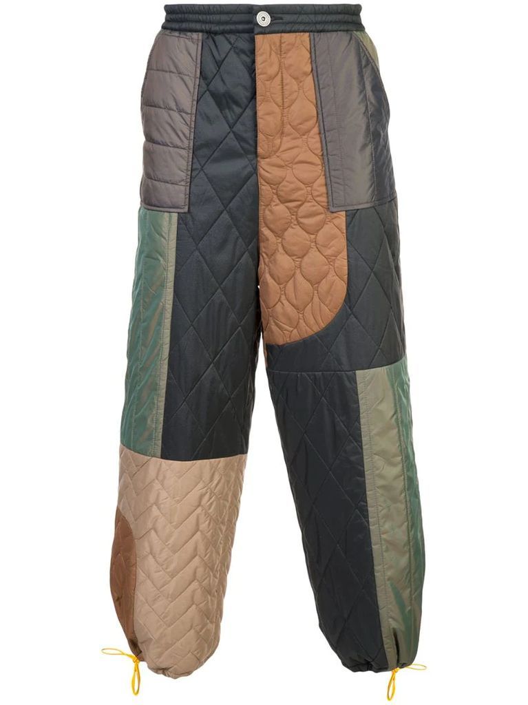 colour-block quilted trousers
