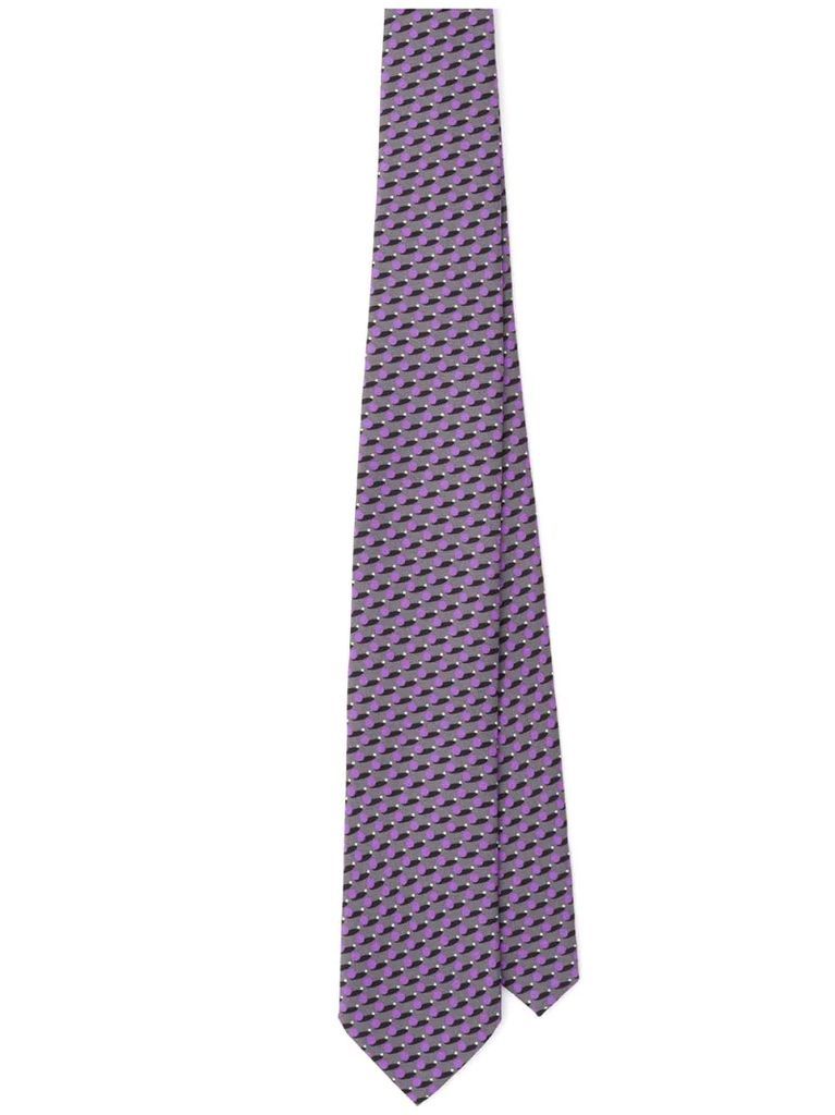 geometric-print pointed-tip tie