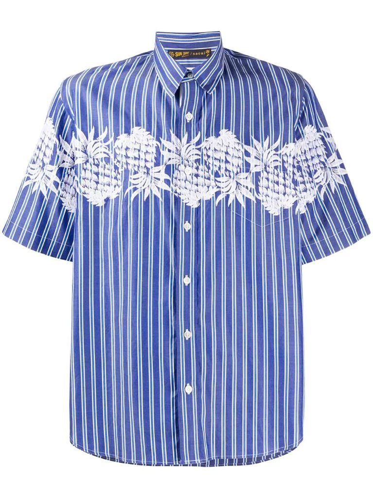x Sun Surf embroidered plant short-sleeved shirt